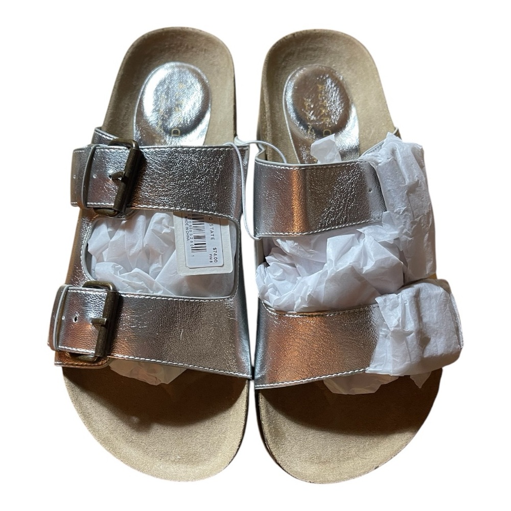 NWT Altar’d State Metallic Silver Serenna Platform Sandals. Size 8.